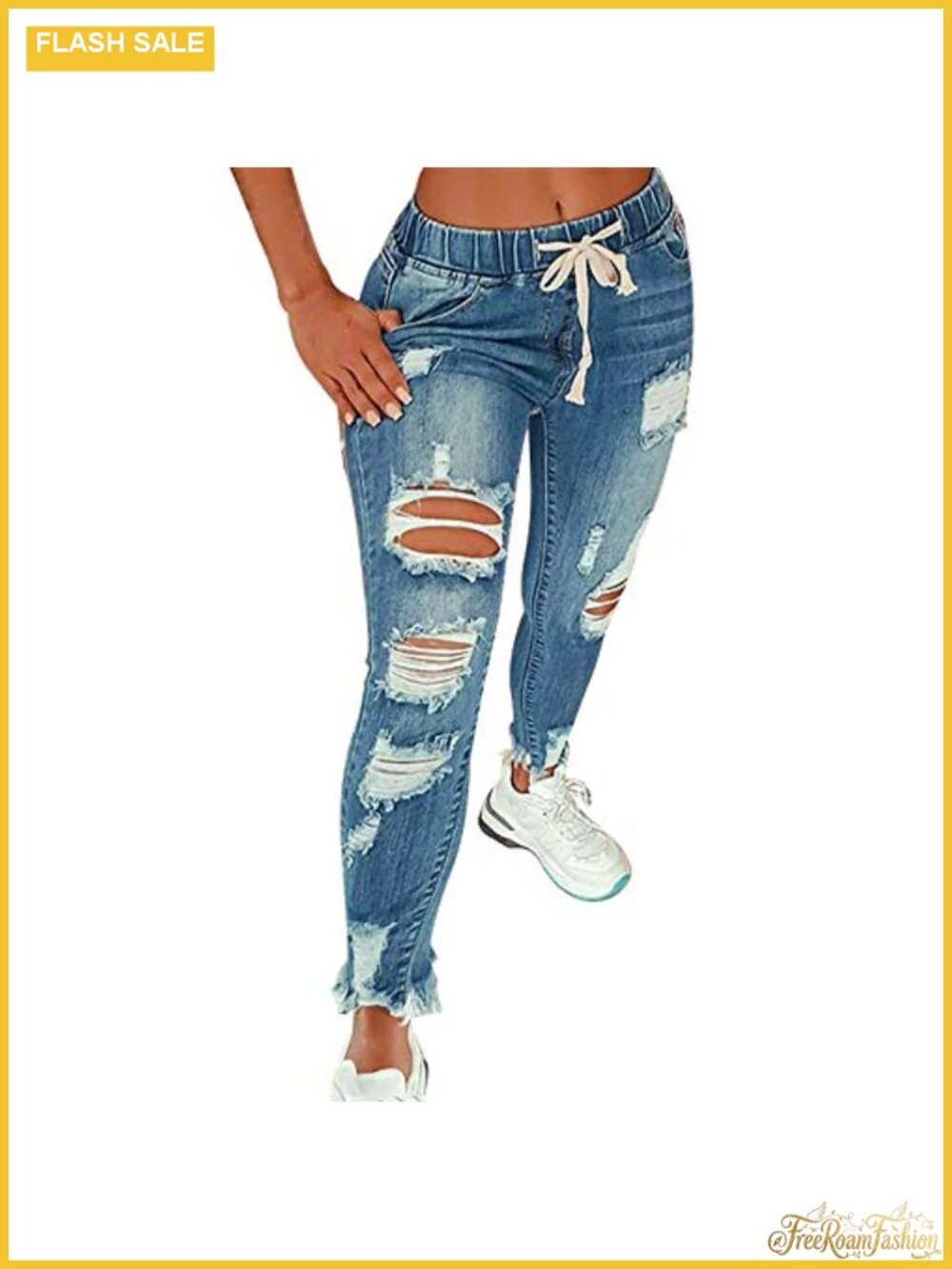 High Waist Skinny Stretch Ripped Jeans Destroyed Denim Pants